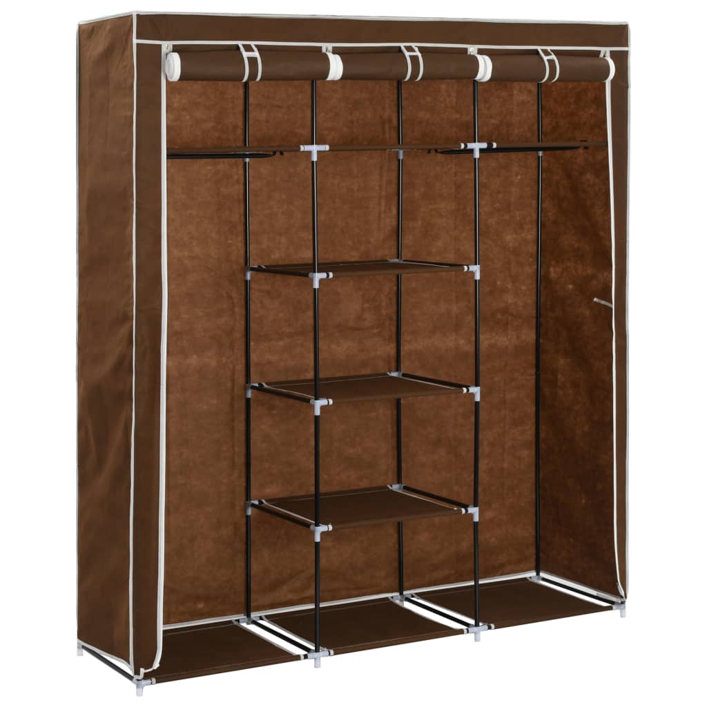 Wardrobe with Compartments and Rods Brown 150x45x175 cm Fabric