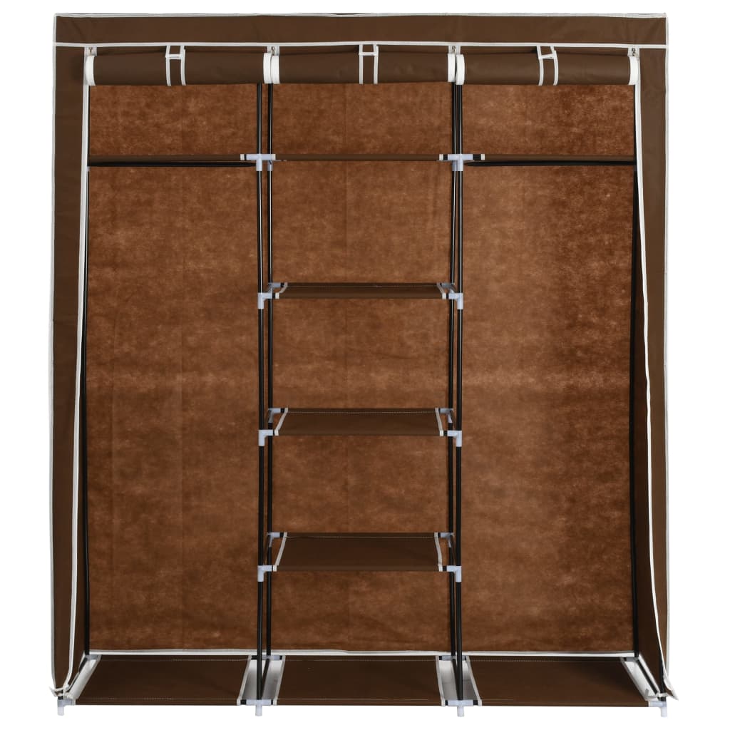 Wardrobe with Compartments and Rods Brown 150x45x175 cm Fabric