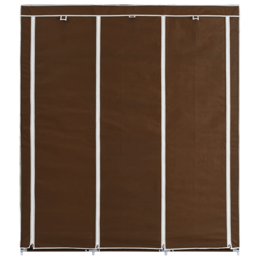 Wardrobe with Compartments and Rods Brown 150x45x175 cm Fabric