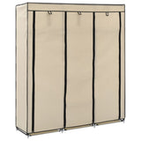 Wardrobe with Compartments and Rods Cream 150x45x175 cm Fabric