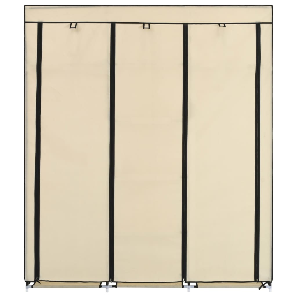 Wardrobe with Compartments and Rods Cream 150x45x175 cm Fabric