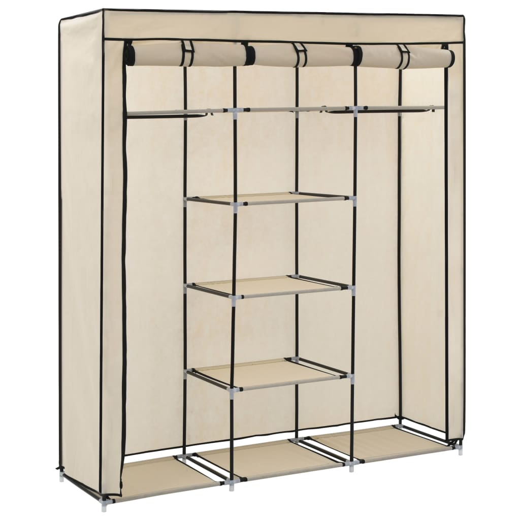 Wardrobe with Compartments and Rods Cream 150x45x175 cm Fabric