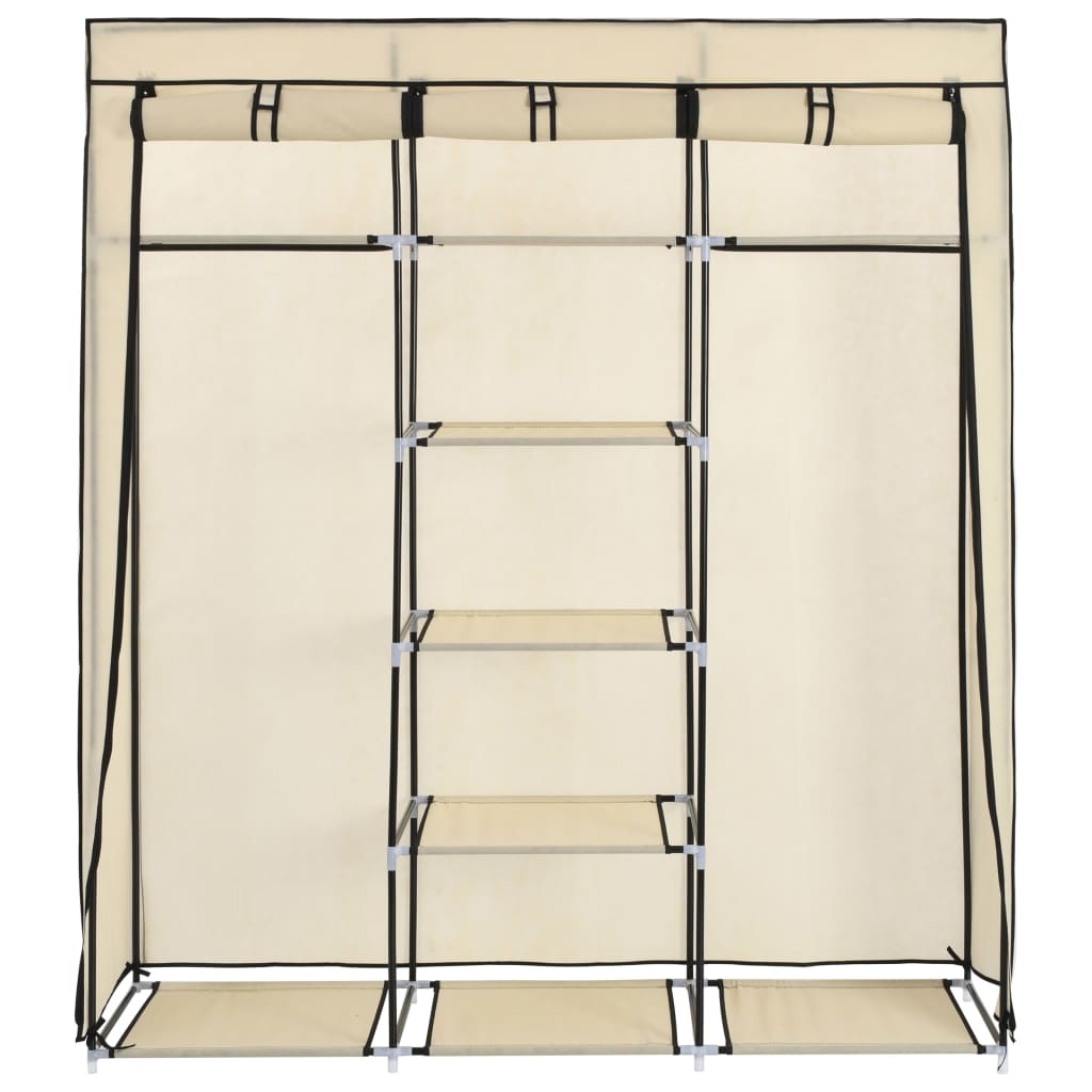 Wardrobe with Compartments and Rods Cream 150x45x175 cm Fabric