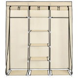 Wardrobe with Compartments and Rods Cream 150x45x175 cm Fabric