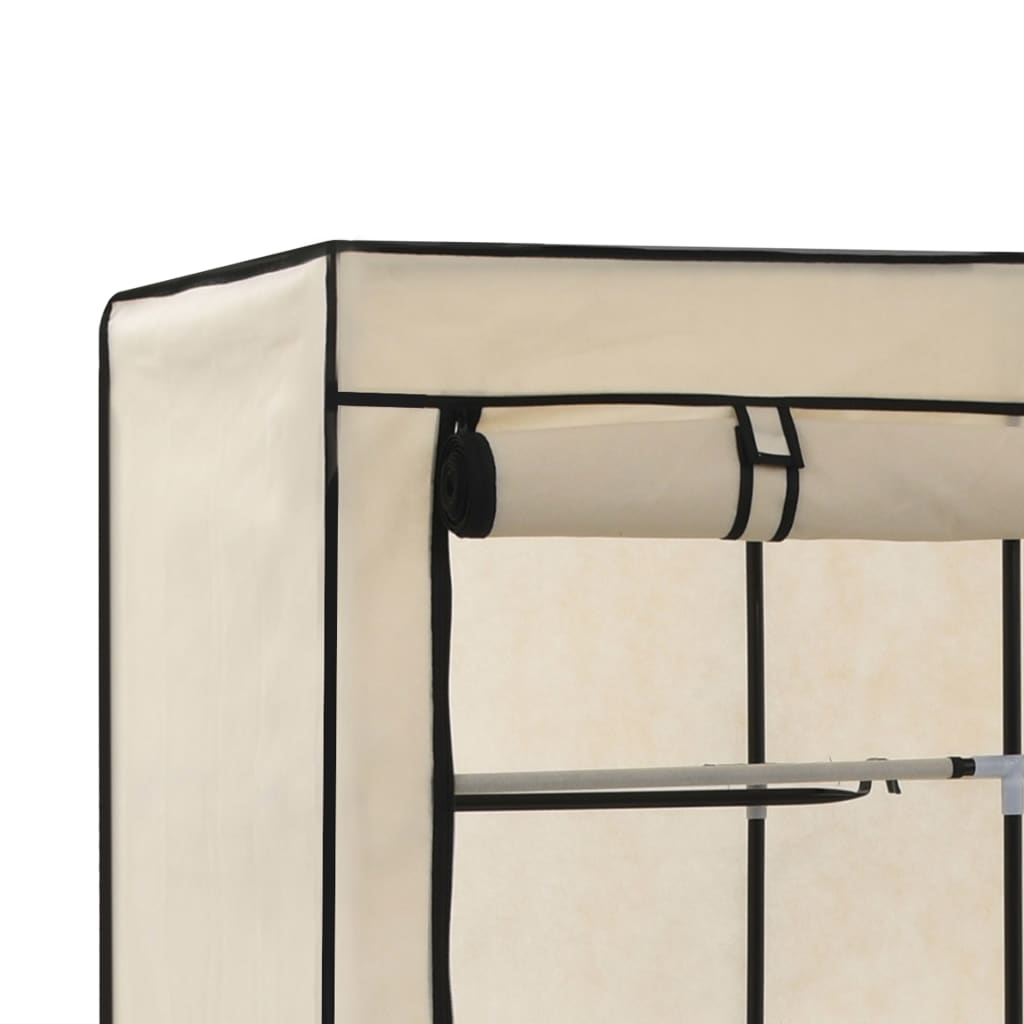 Wardrobe with Compartments and Rods Cream 150x45x175 cm Fabric