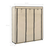 Wardrobe with Compartments and Rods Cream 150x45x175 cm Fabric