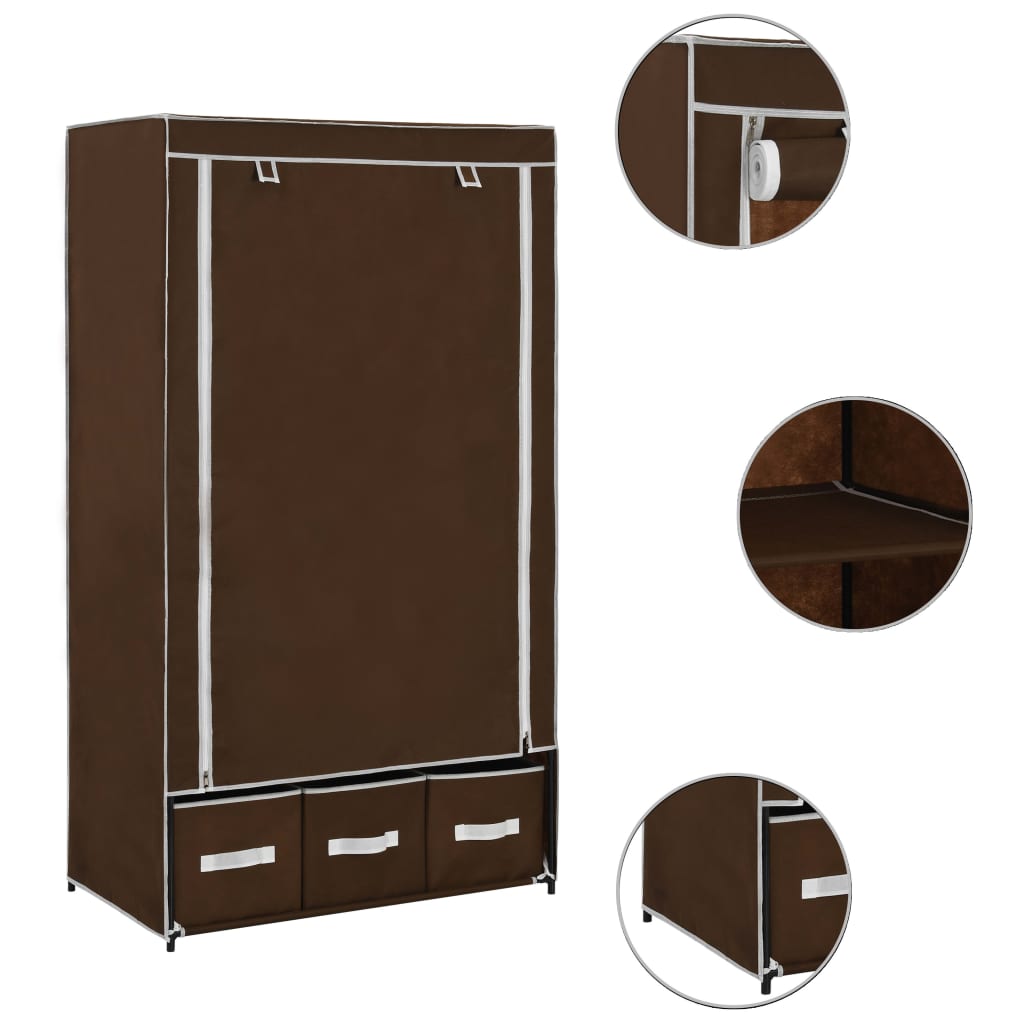 Wardrobe Brown 87x49x159 cm Fabric