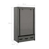 Wardrobe Grey 87x49x159 cm Fabric