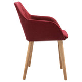 Dining Chairs 2 pcs Wine Red Fabric and Solid Oak Wood