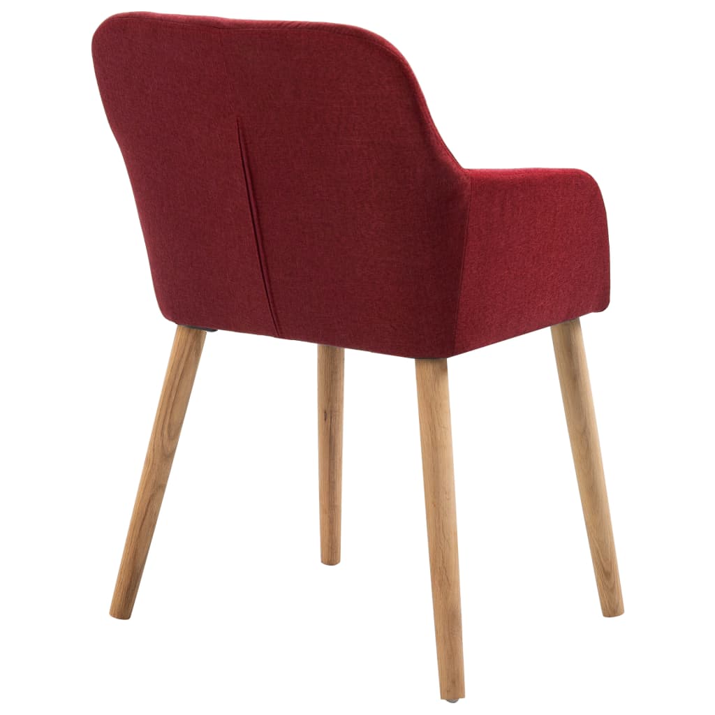 Dining Chairs 2 pcs Wine Red Fabric and Solid Oak Wood