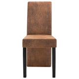 Dining Chairs 4 pcs Brown Faux Suede Leather