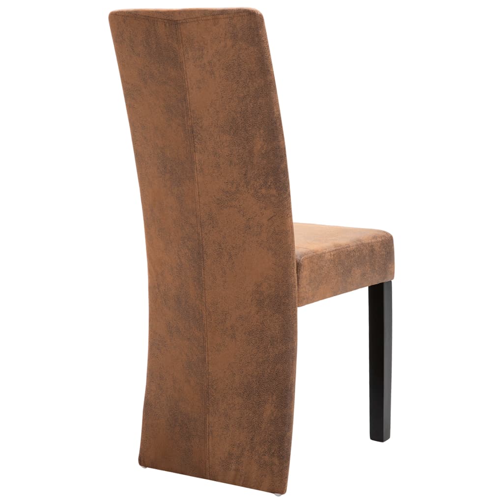 Dining Chairs 4 pcs Brown Faux Suede Leather