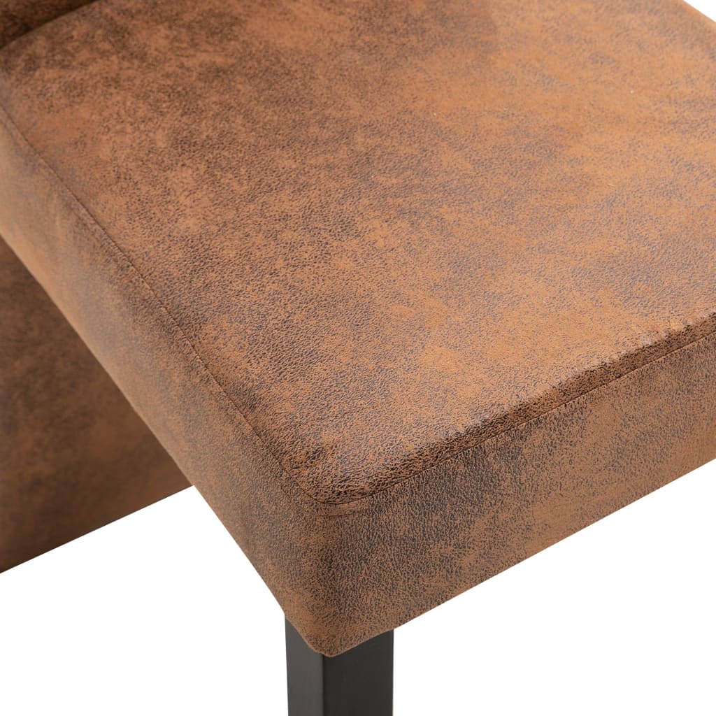 Dining Chairs 4 pcs Brown Faux Suede Leather