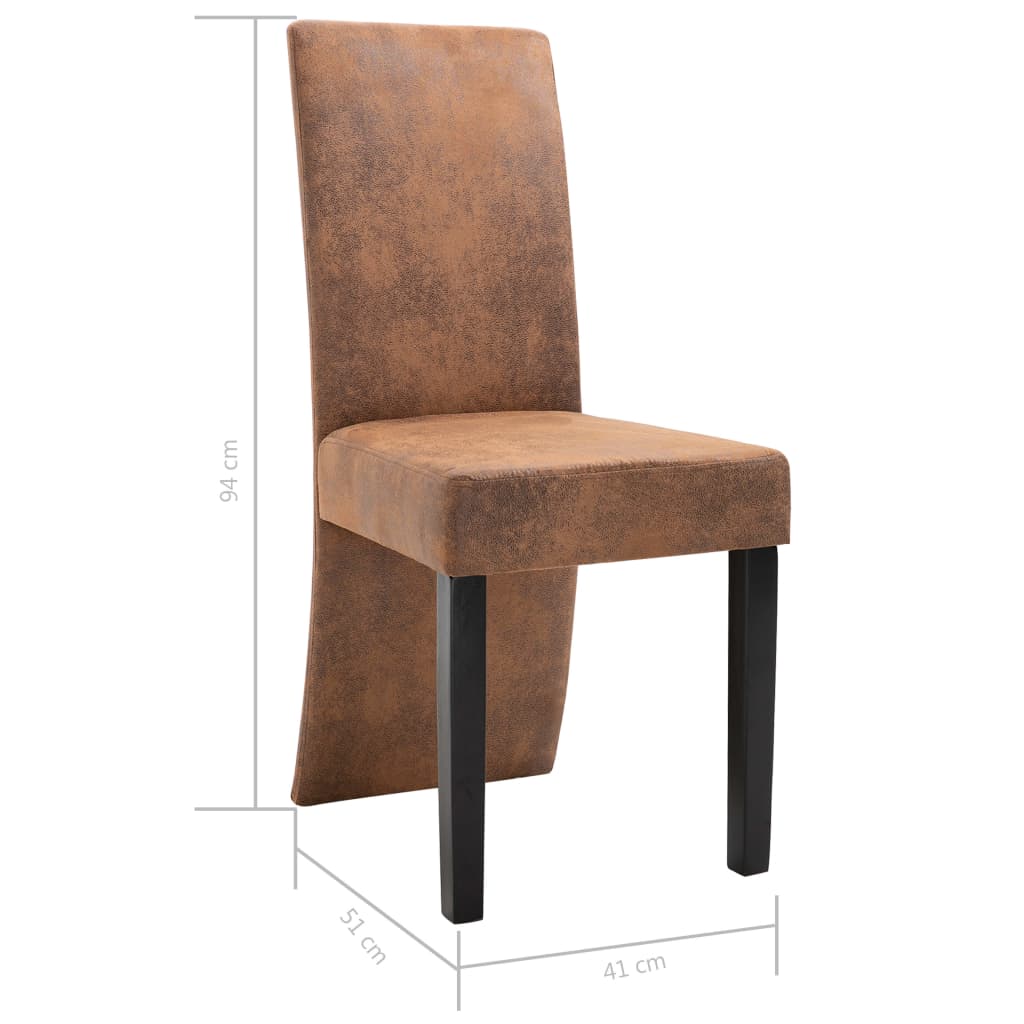 Dining Chairs 4 pcs Brown Faux Suede Leather