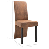 Dining Chairs 4 pcs Brown Faux Suede Leather