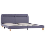 Bed Frame with LED without Mattress Light Grey Fabric 150x200 cm King Size