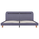 Bed Frame with LED without Mattress Light Grey Fabric 150x200 cm King Size