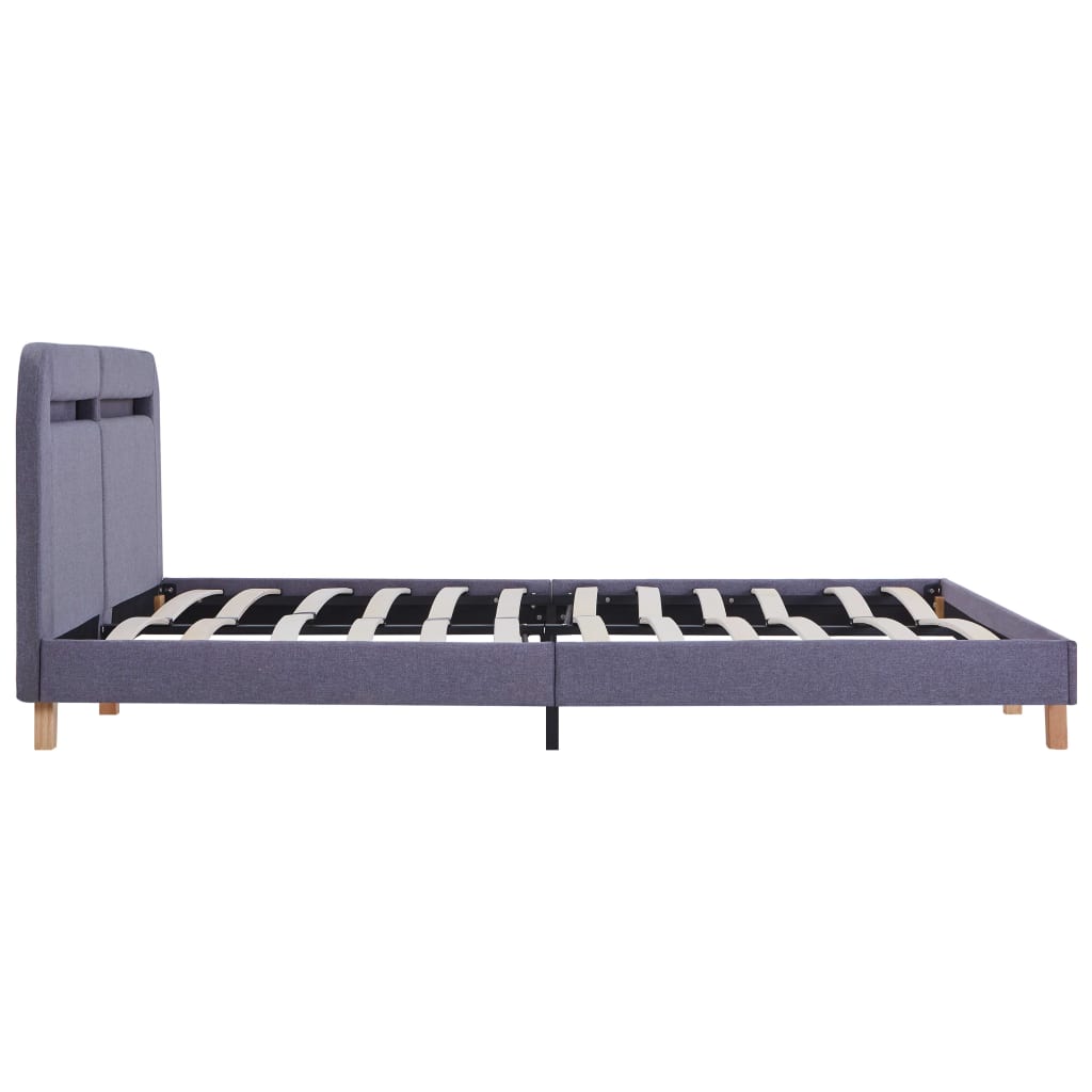 Bed Frame with LED without Mattress Light Grey Fabric 150x200 cm King Size