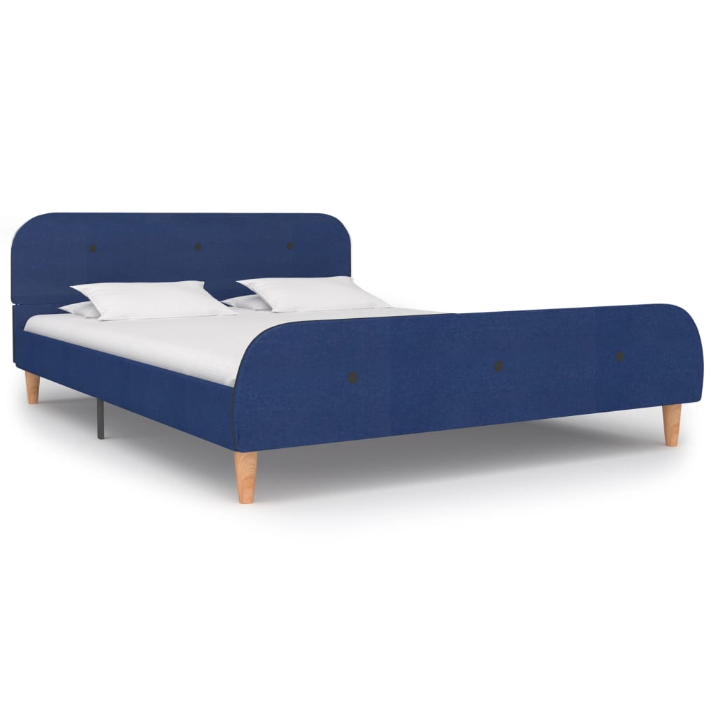 Bed Frame without Mattress Blue Fabric 135x190 cm Double