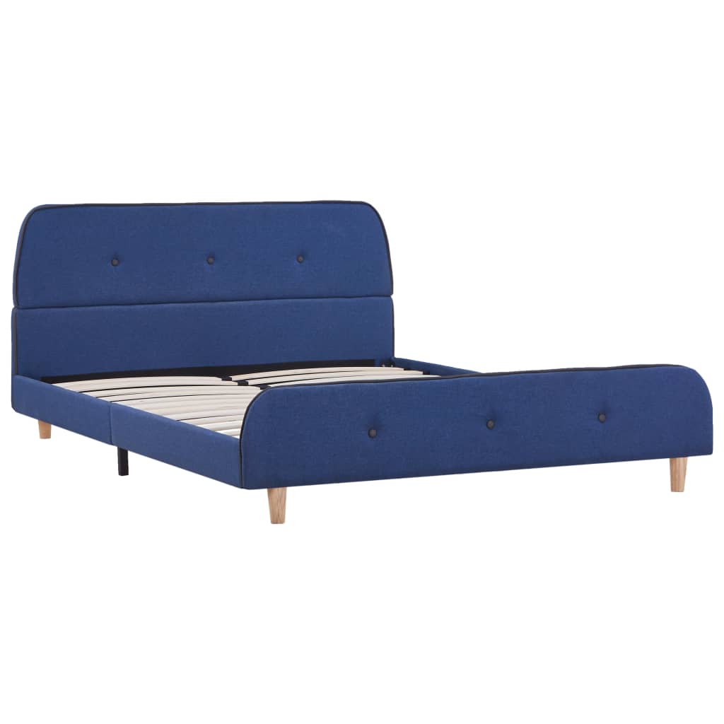 Bed Frame without Mattress Blue Fabric 135x190 cm Double