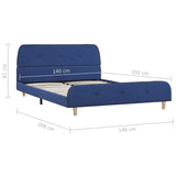 Bed Frame without Mattress Blue Fabric 135x190 cm Double