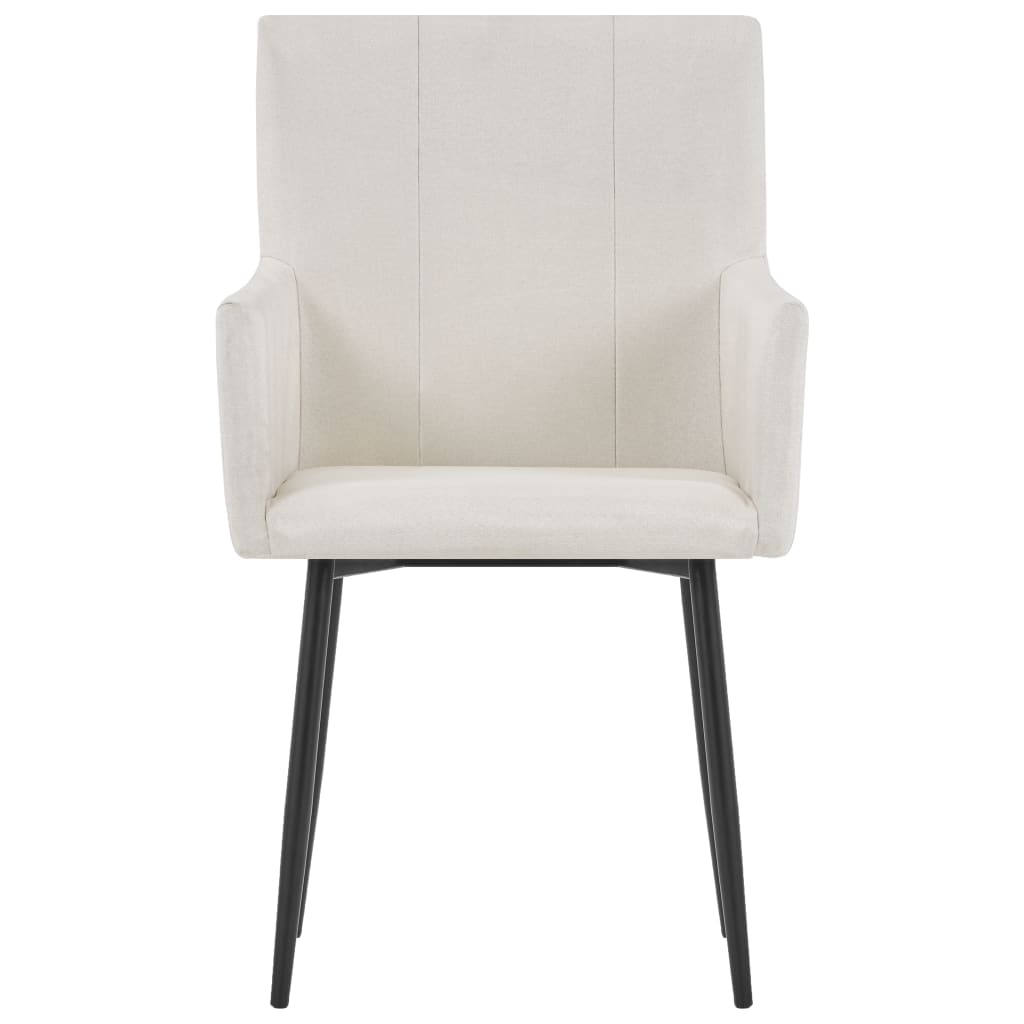 Dining Chairs with Armrests 2 pcs Cream Fabric