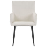 Dining Chairs with Armrests 2 pcs Cream Fabric