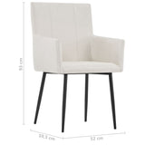 Dining Chairs with Armrests 2 pcs Cream Fabric