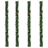 Christmas Garlands 4 pcs with Baubles Green 270 cm PVC