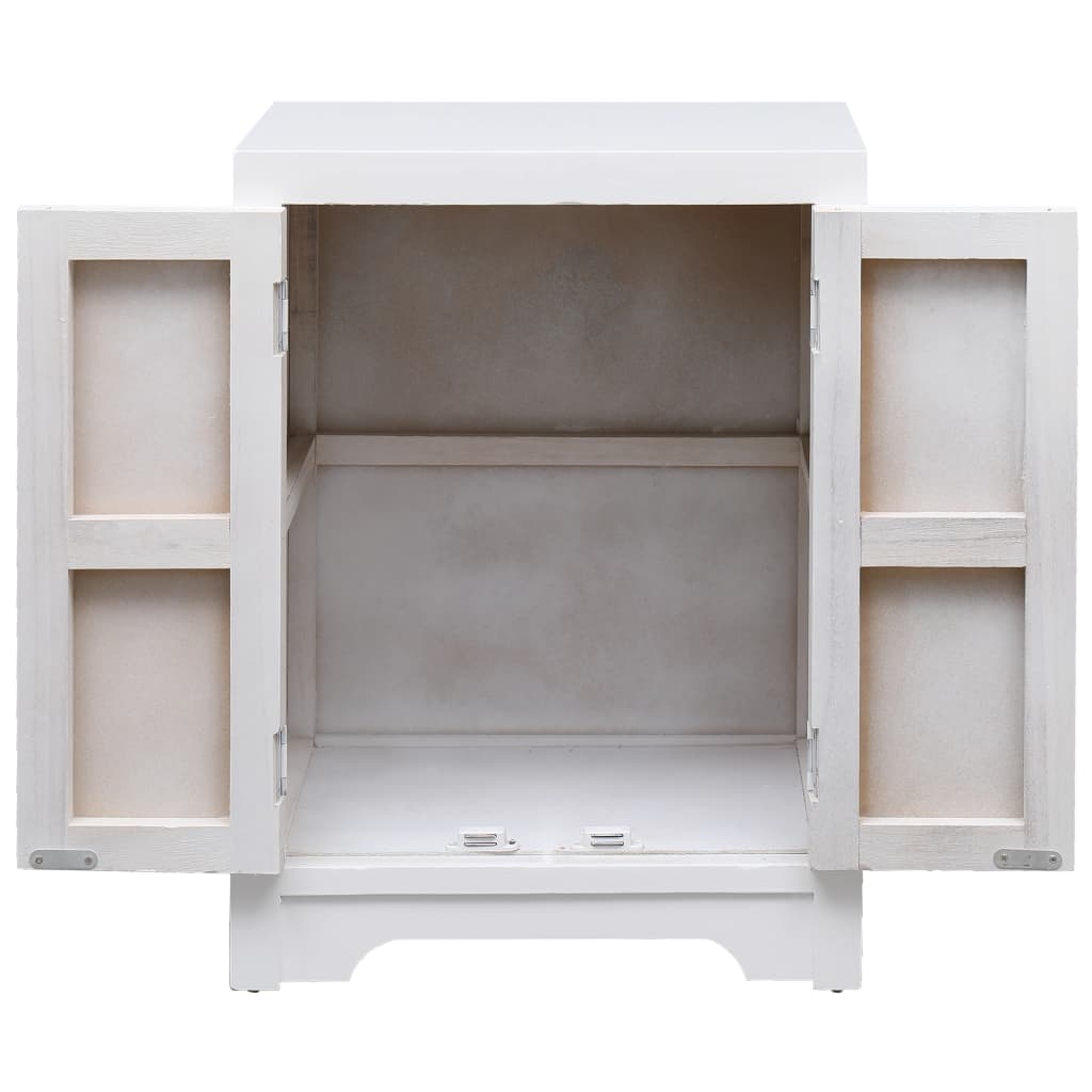 Bedside Cabinet White 38x28x52 cm Paulownia Wood