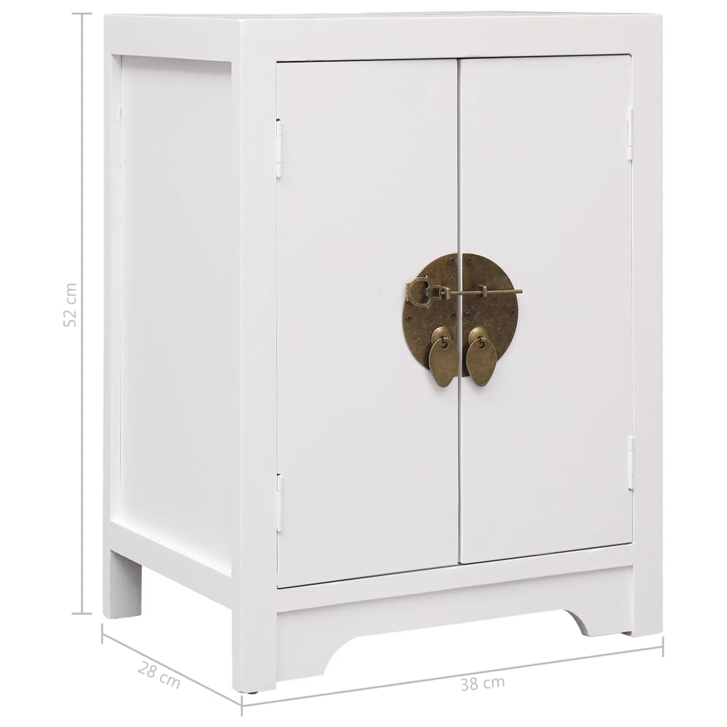 Bedside Cabinet White 38x28x52 cm Paulownia Wood