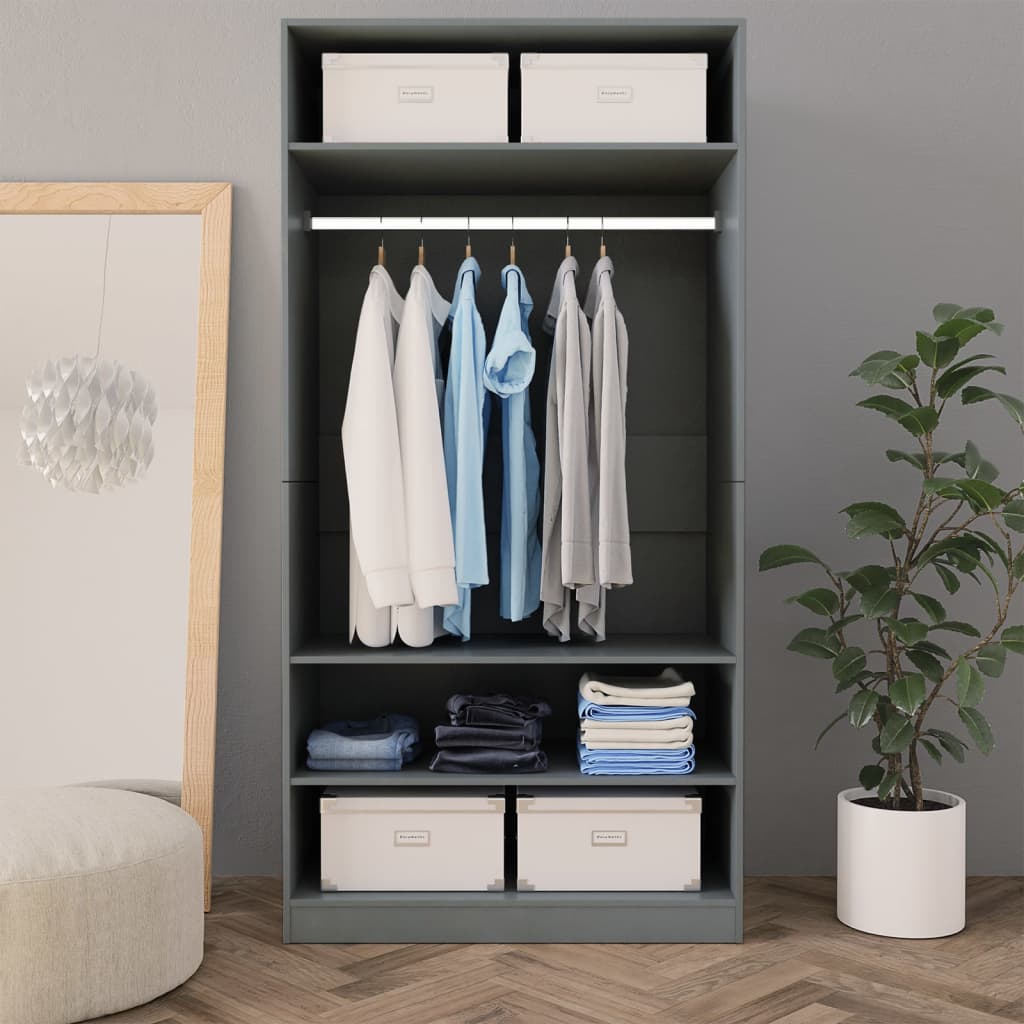 Wardrobe Grey 100x50x200 cm Engineered Wood