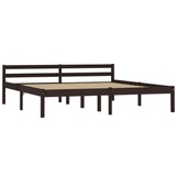 Bed Frame without Mattress Dark Brown Solid Pine Wood 180x200 cm Super King