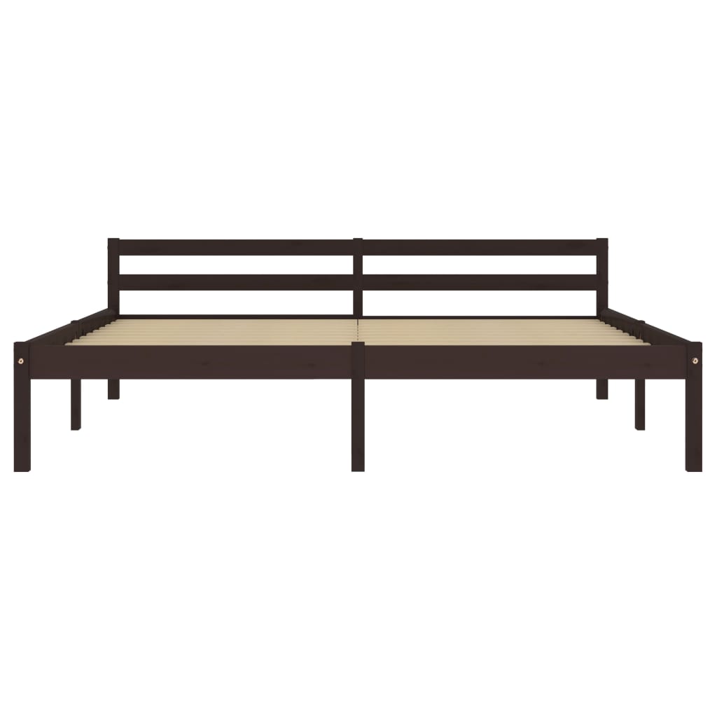 Bed Frame without Mattress Dark Brown Solid Pine Wood 180x200 cm Super King