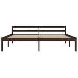 Bed Frame without Mattress Dark Brown Solid Pine Wood 180x200 cm Super King