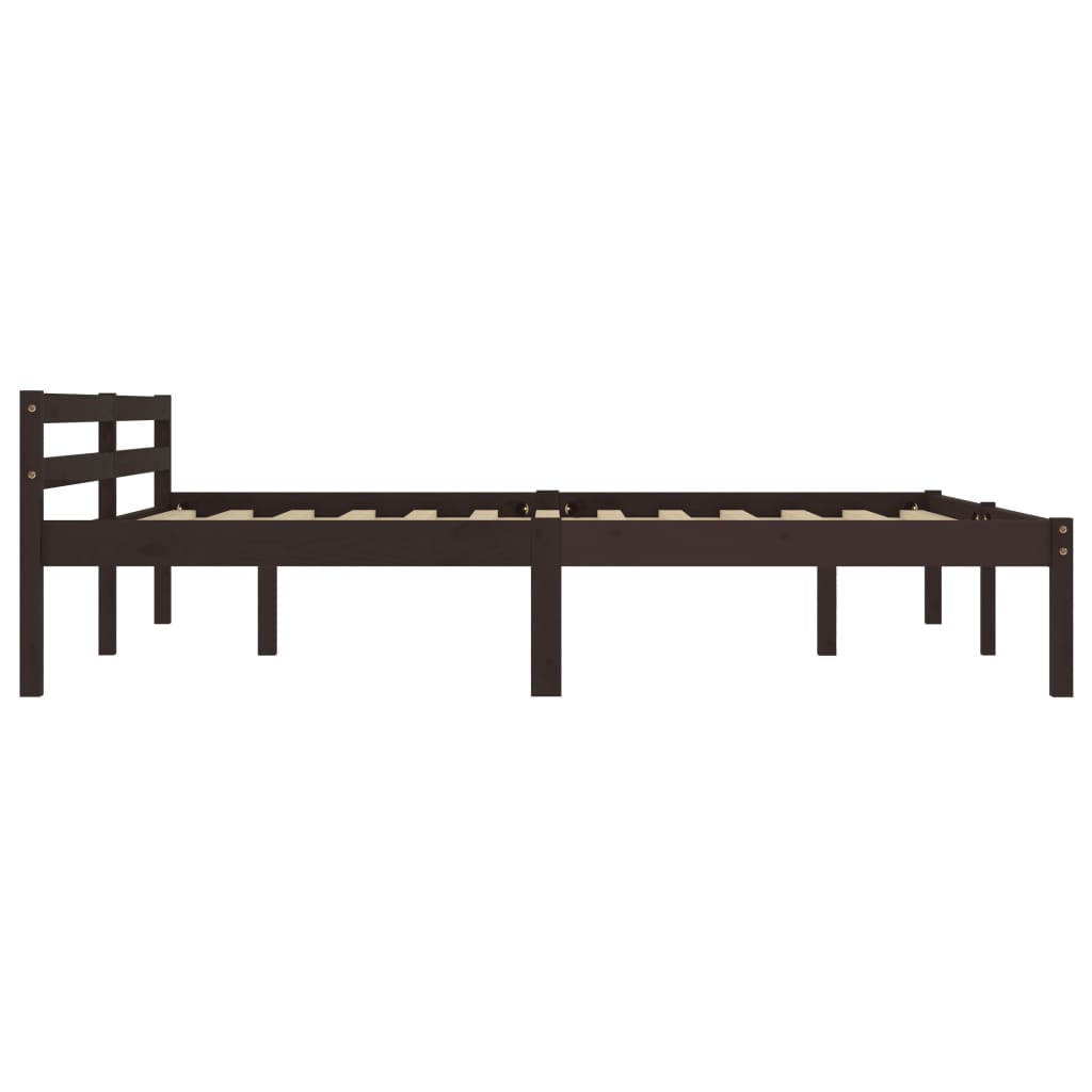 Bed Frame without Mattress Dark Brown Solid Pine Wood 180x200 cm Super King