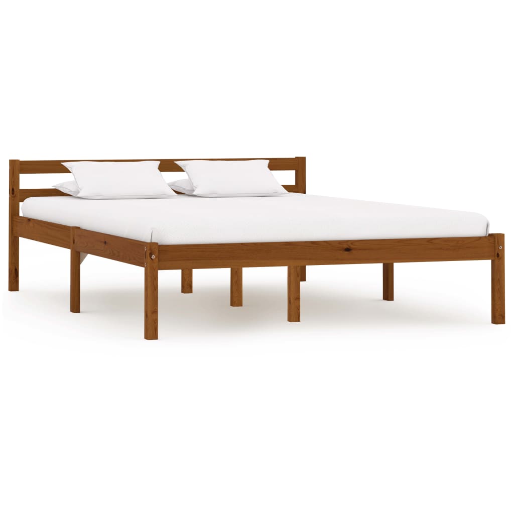 Bed Frame without Mattress Honey Brown Solid Pine Wood 140x200cm