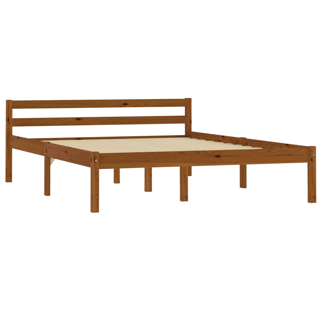 Bed Frame without Mattress Honey Brown Solid Pine Wood 140x200cm