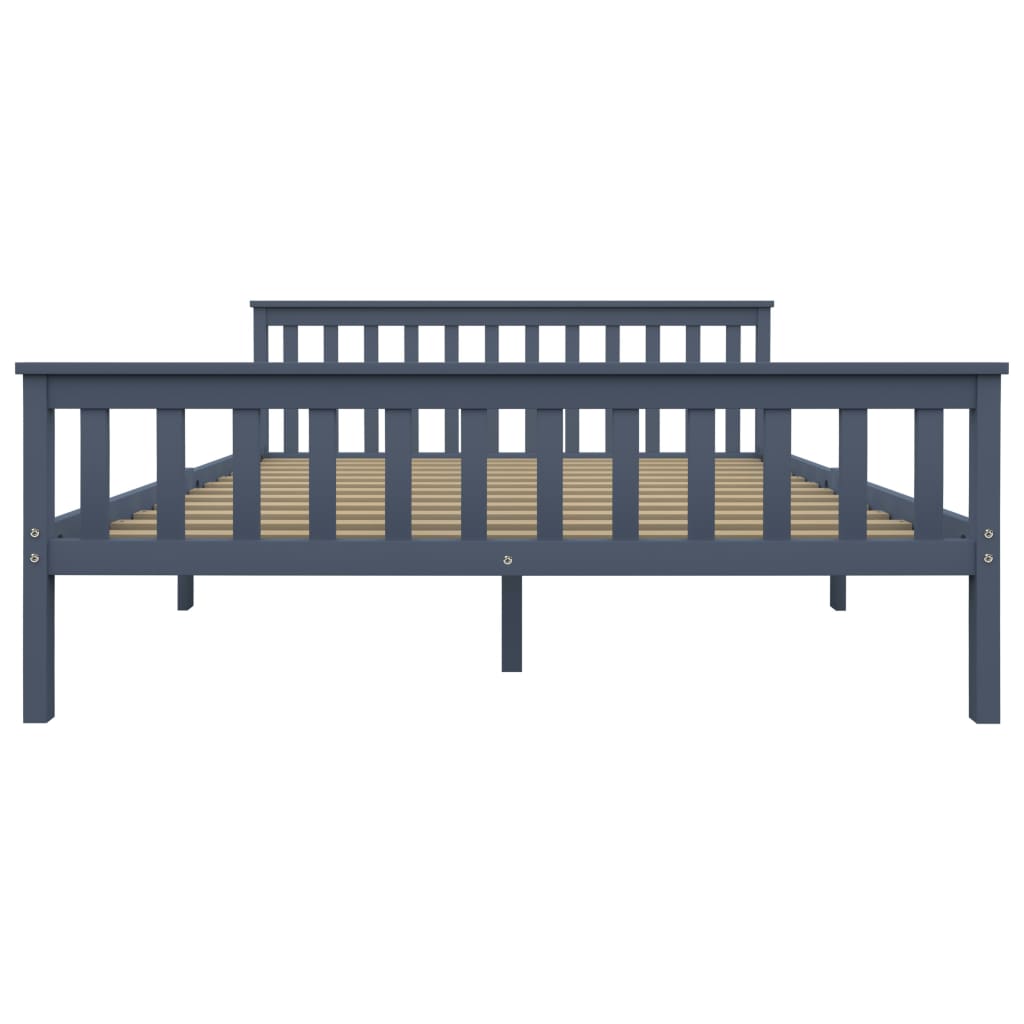 Bed Frame without Mattress Grey Solid Pinewood 160x200 cm