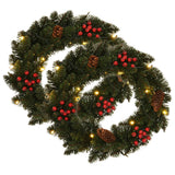 Christmas Wreaths 2 pcs with Decoration Green 45 cm