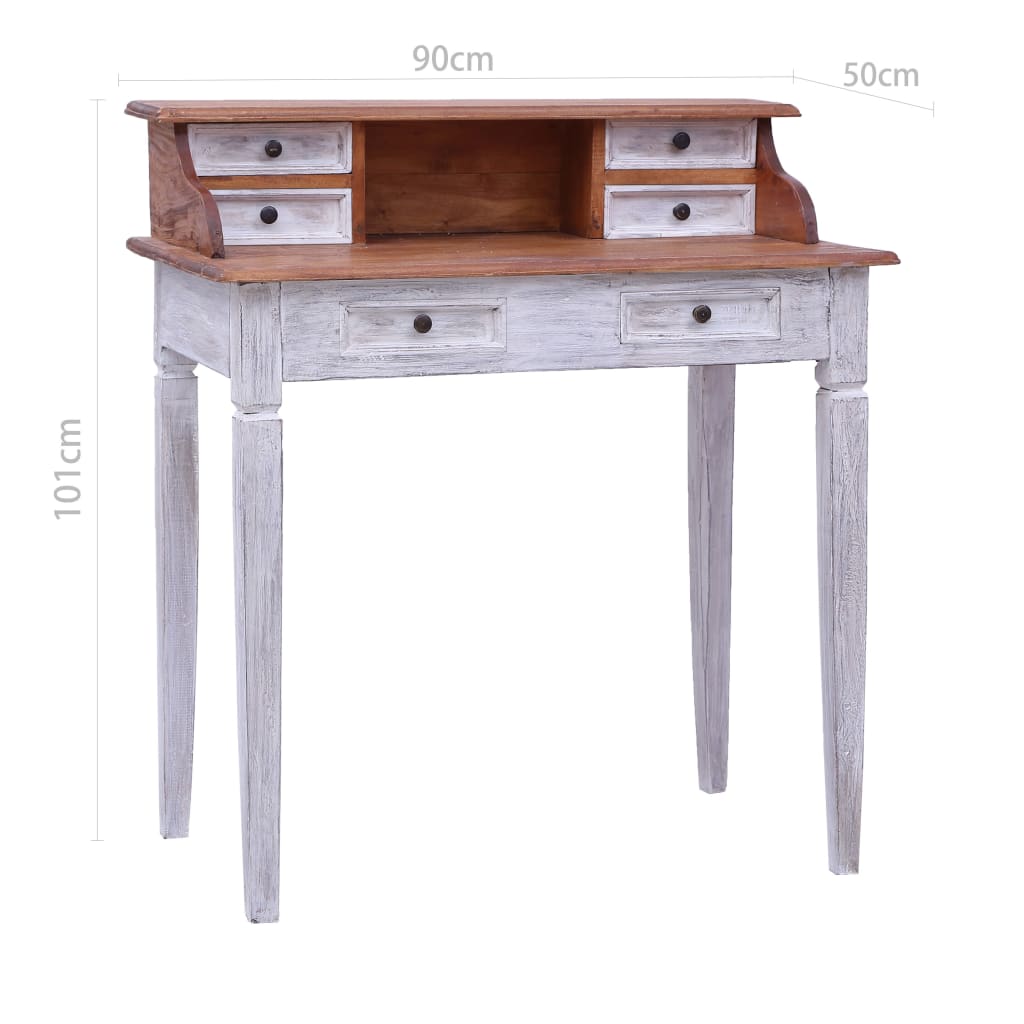 Writing Desk with Drawers 90x50x101 cm Solid Mahogany Wood