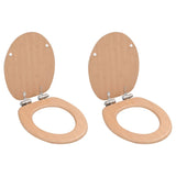 WC Toilet Seats 2 pcs with Soft Close Lids MDF Bamboo Design