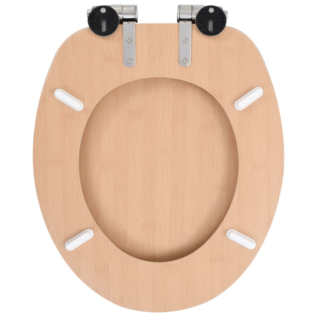 WC Toilet Seats 2 pcs with Soft Close Lids MDF Bamboo Design