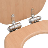 WC Toilet Seats 2 pcs with Soft Close Lids MDF Bamboo Design