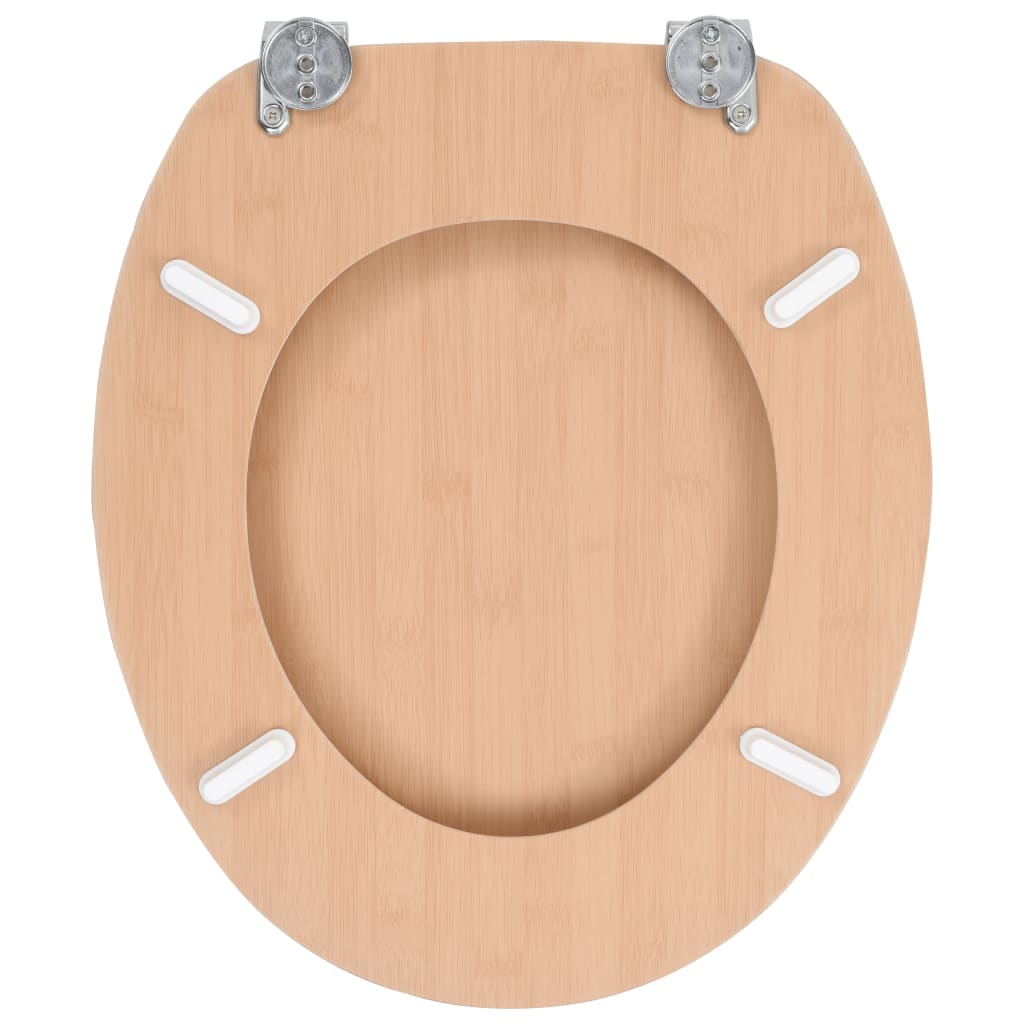 WC Toilet Seats 2 pcs with Lids MDF Bamboo Design