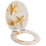 WC Toilet Seats 2 pcs with Soft Close Lids MDF Starfish Design