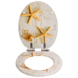 WC Toilet Seats 2 pcs with Soft Close Lids MDF Starfish Design