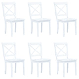 Dining Chairs 6 pcs White Solid Rubber Wood