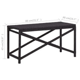 Garden Bench 80 cm Poly Rattan Black