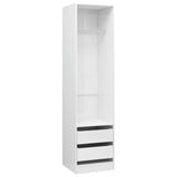 Wardrobe with Drawers High Gloss White 50x50x200 cm Engineered Wood